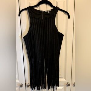 Charlotte Russe Black tank with fringe-S